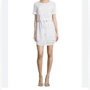 MICHAEL Michael Kors Women Sz S perforated Round Neckline Drawstring Waist Dress